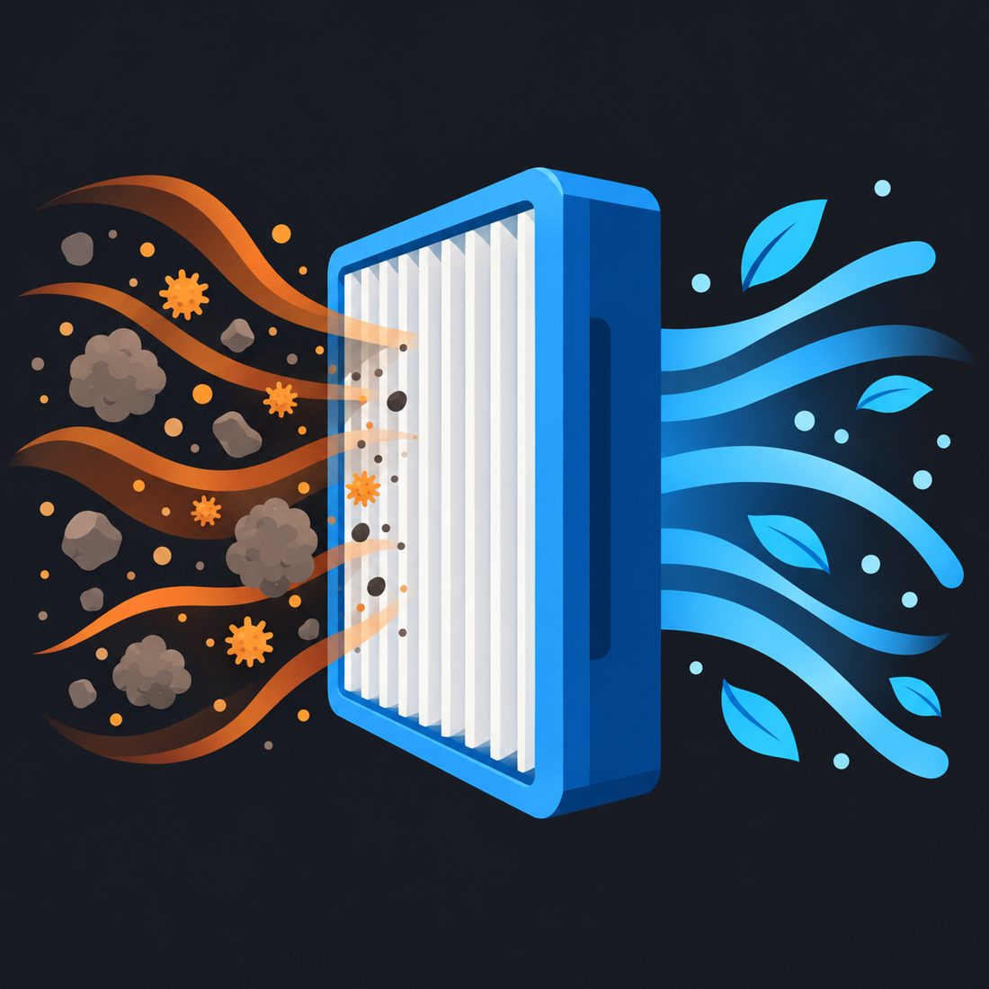 Illustration of an air filter with dust particles for a West Palm Beach, FL home